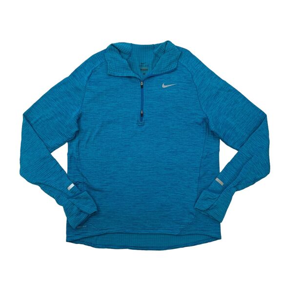 Nike Running Shirt Mens L Large Lagoon Blue Sphere Element Half Zip Gym Training - Picture 1 of 13